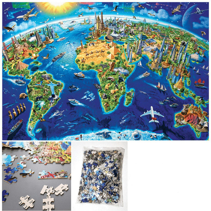 Puzzle carte des monuments du monde