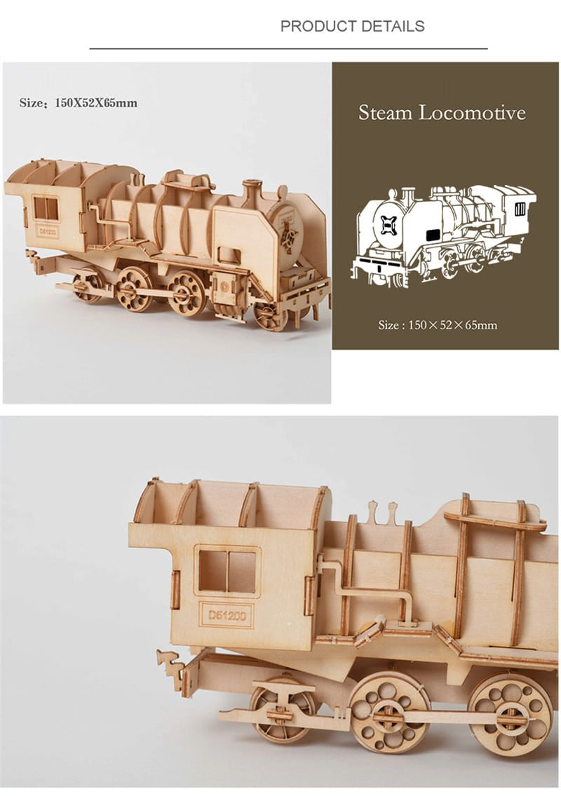 Puzzle bois train 3d