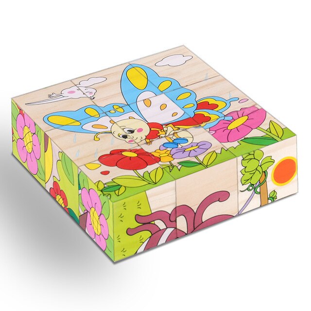 Puzzle cube bois animaux
