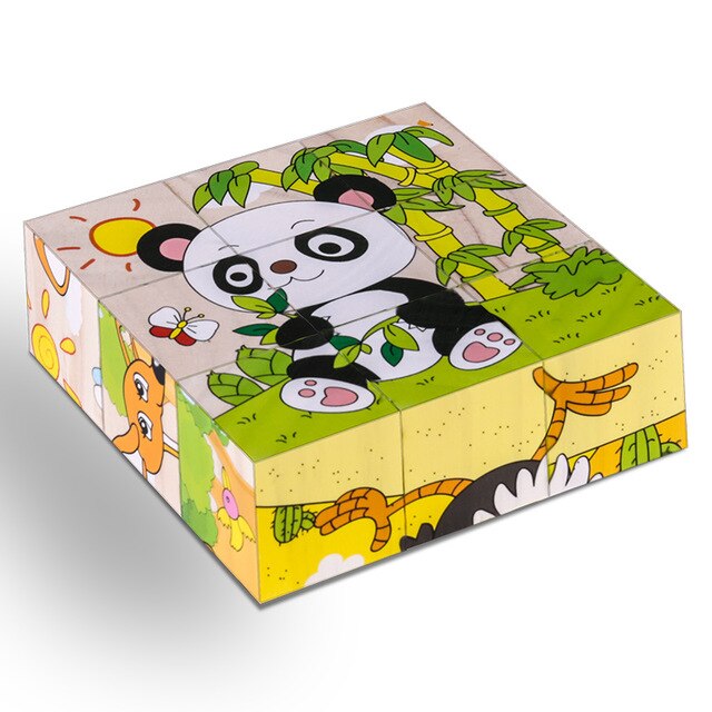 Puzzle cube bois animaux