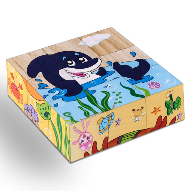 Puzzle cube bois animaux