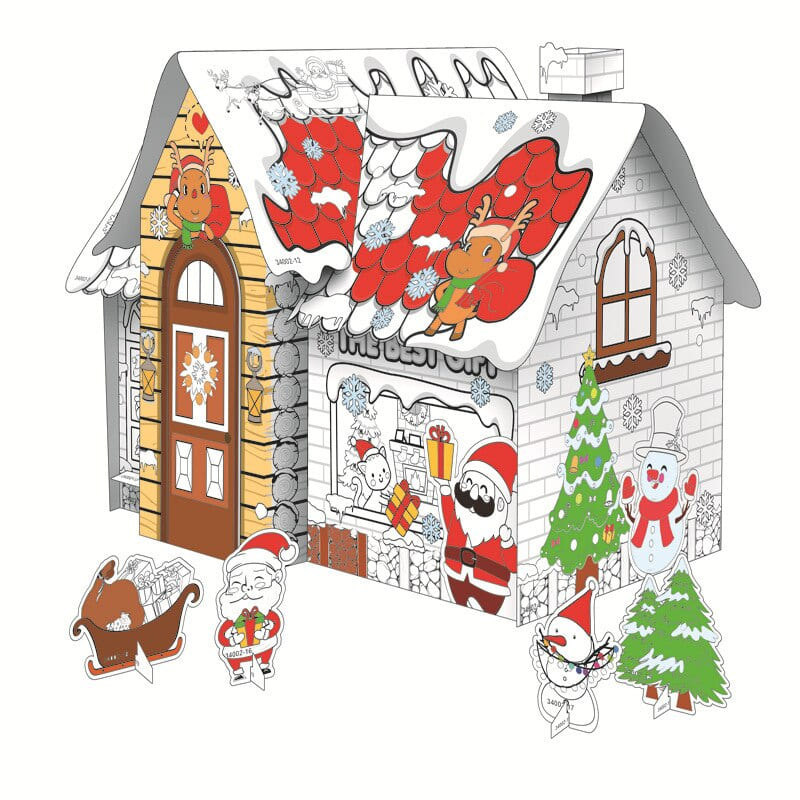 Puzzle 3d maison de noel en carton