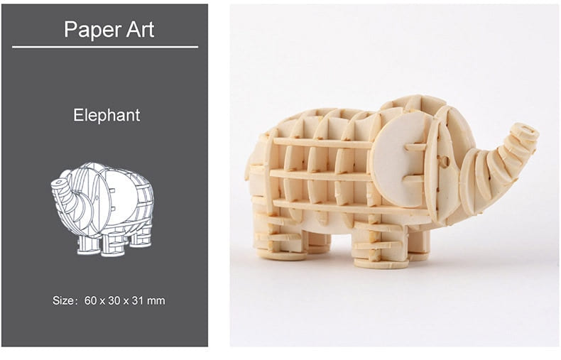 Puzzle 3d en bois d'un elephant