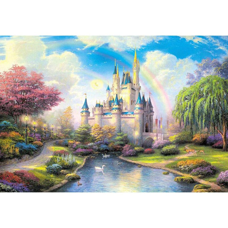 Puzzle 5000 pièces château arc-en-ciel en tilleul