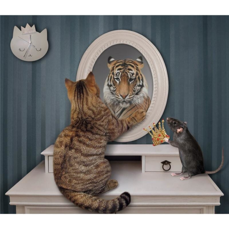 Puzzle Chat Reflet Tigre en papier