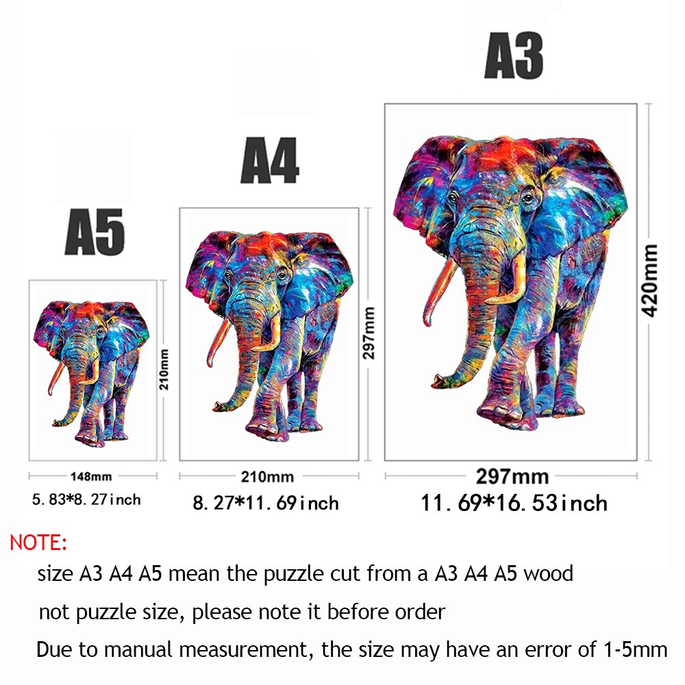 Puzzle éléphant multicolore
