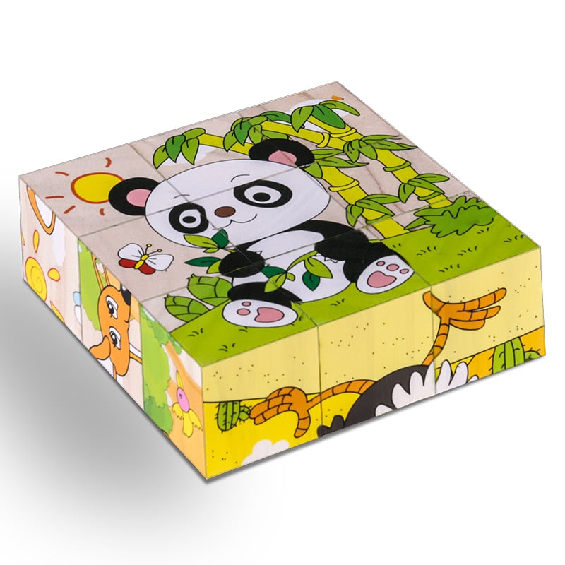 Puzzle cube bois animaux