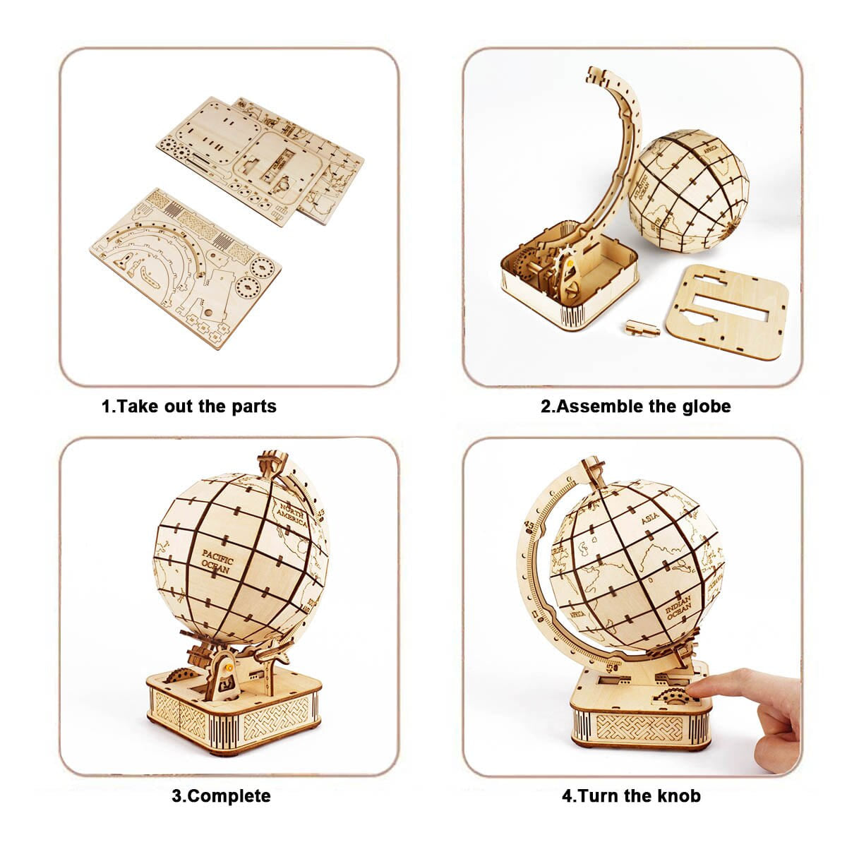 Puzzle 3d bois globe terrestre