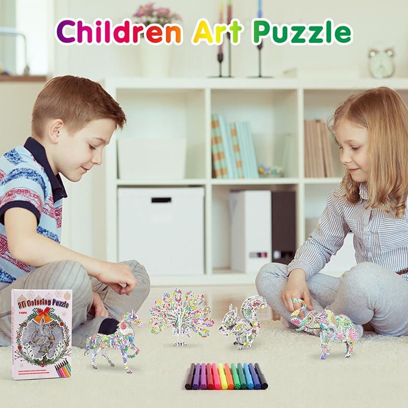 Puzzle 3d a colorier