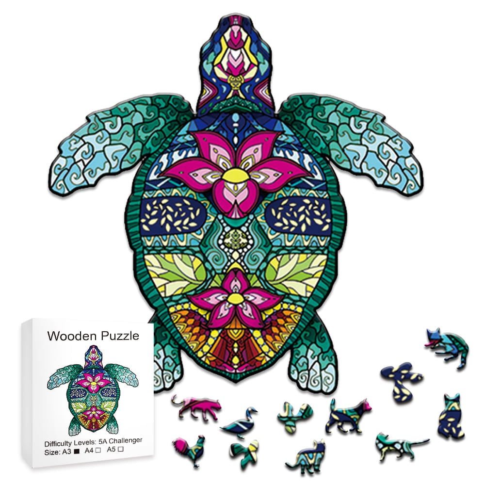 Puzzle bois tortue tropicale