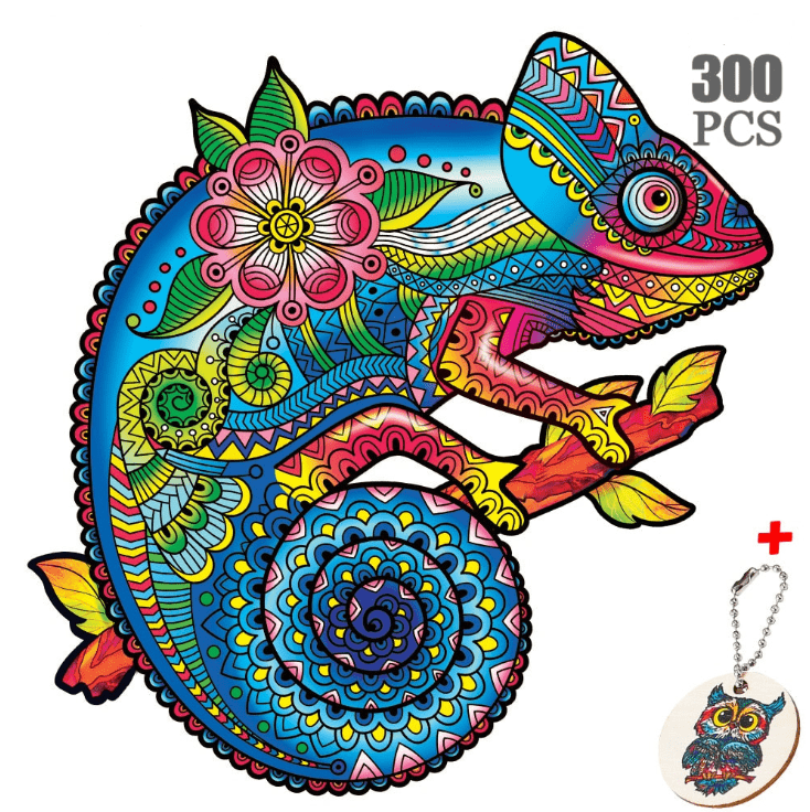 Puzzle animaux cameleon multicolore