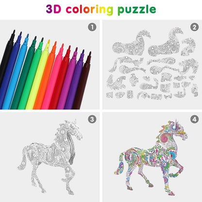 Puzzle 3d a colorier