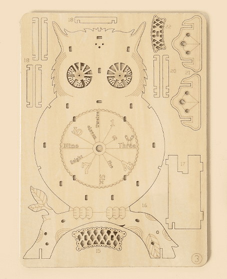 Horloge hibou- puzzle en bois 3d
