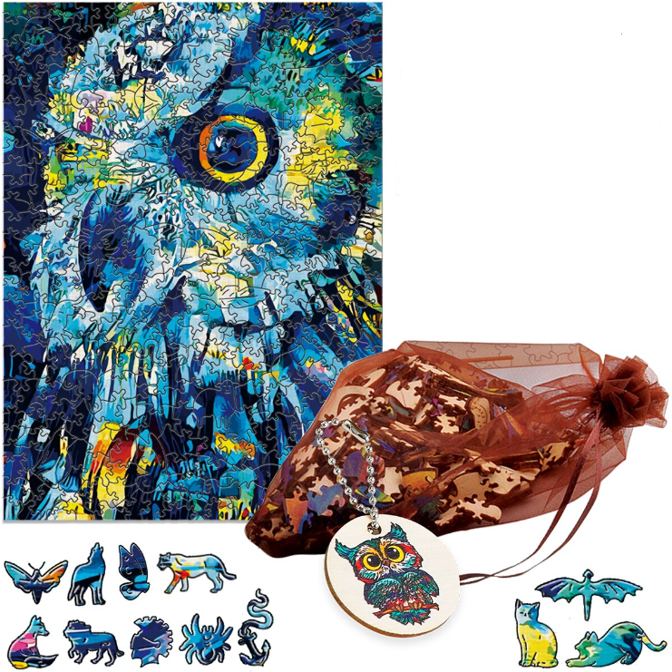 Puzzle hibou bleue