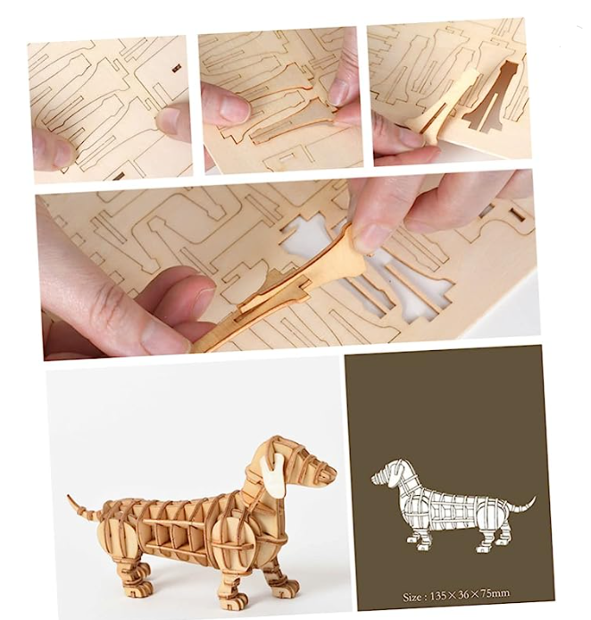 Puzzle 3d chien en bois educatif