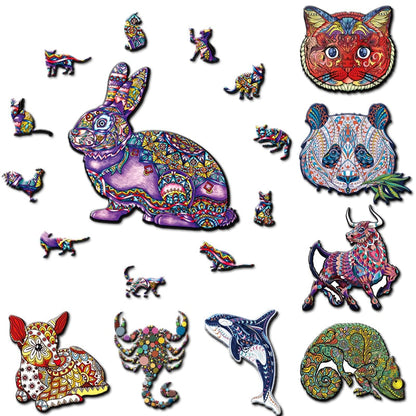 Puzzle animaux en bois adulte