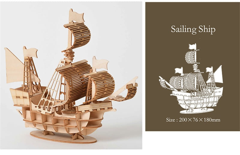 Puzzle 3d Bateau à Voile en bois 