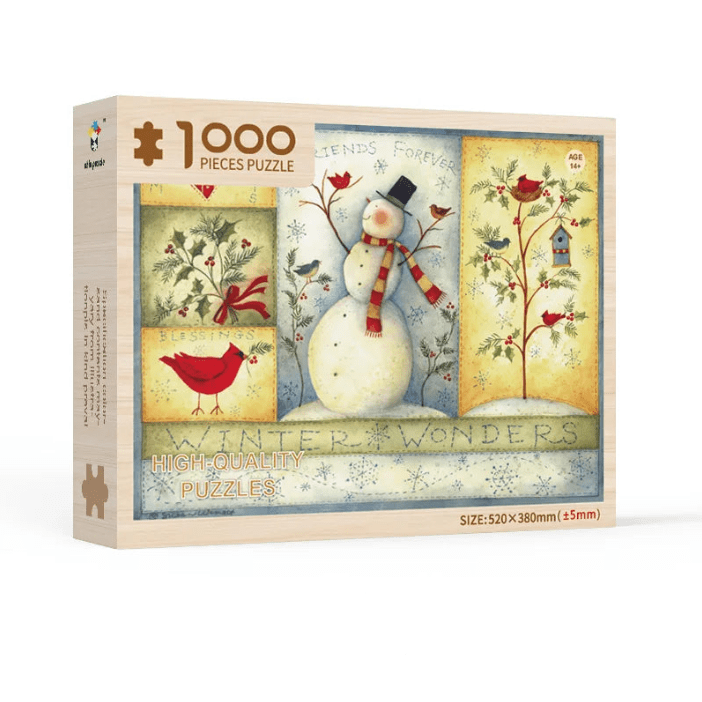 Puzzle Bonhomme de Neige en Bois educatif