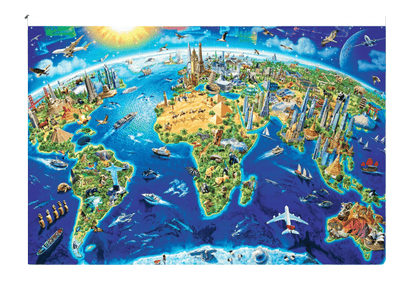 Puzzle carte des monuments du monde