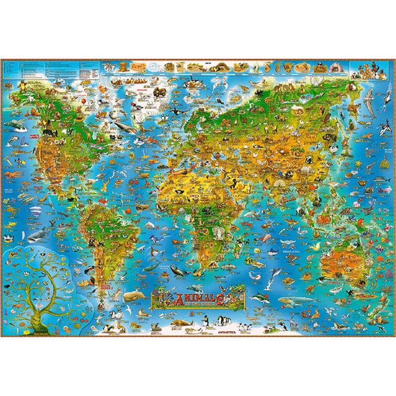 Puzzle Carte du Monde Animaux en bois