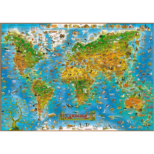 Puzzle Carte du Monde Animaux en bois