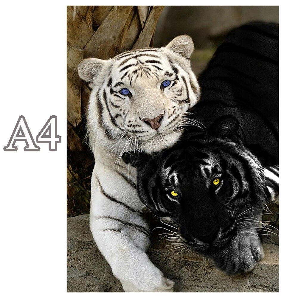 Puzzle tigre noir et blanc