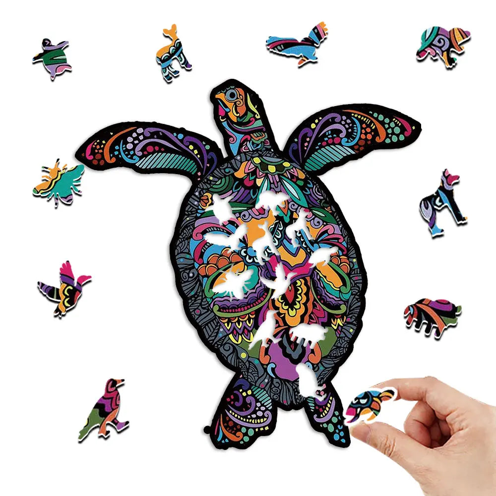 Puzzle en bois adulte tortue