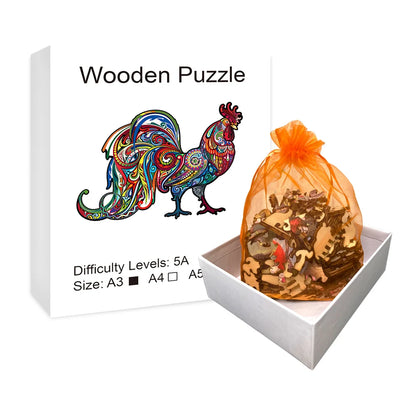 Puzzle coq en bois