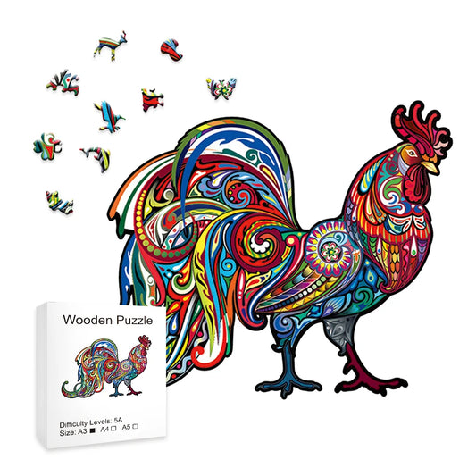 Puzzle coq en bois