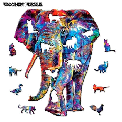 Puzzle éléphant multicolore