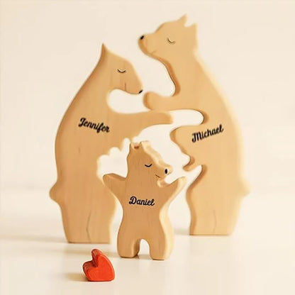 Puzzle en bois famille ours