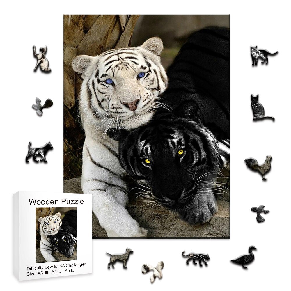 Puzzle tigre noir et blanc