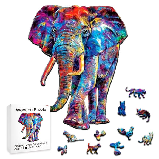 Puzzle éléphant multicolore